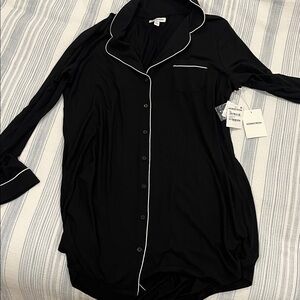 Nordstrom Black Night Dress with White Piping